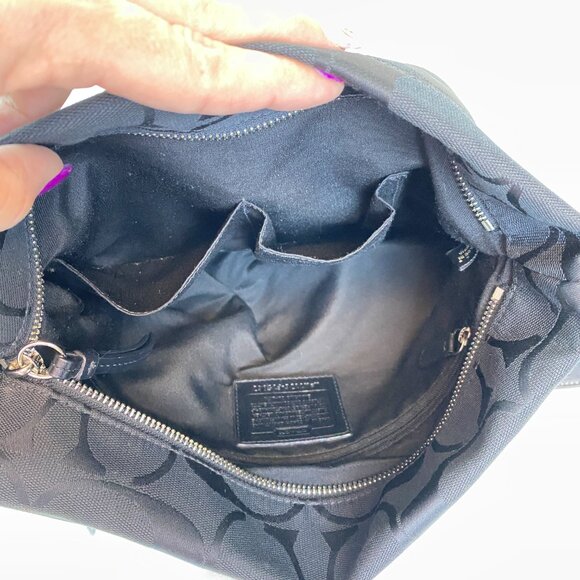 Coach Signature Charcoal Jacquard Hobo Shoulder Bag | F15067 | 🖤 Barb - Picture 10 of 14